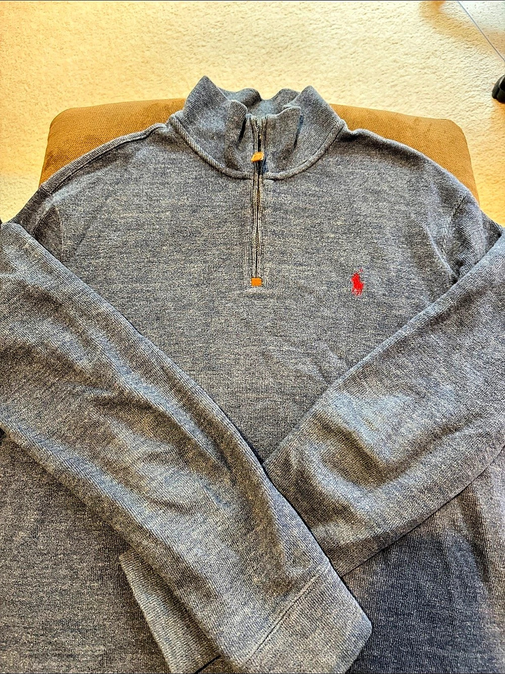 Polo Ralph Lauren Quarter-Zip Pullover Sweater Blue Gray Size Large